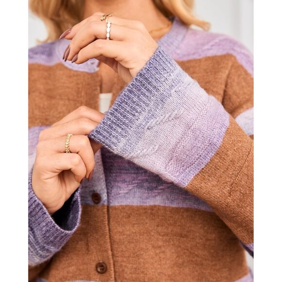 Women's Color Block Knit Cardigan Small Fall Sweater Casual Layering - Picture 8 of 8